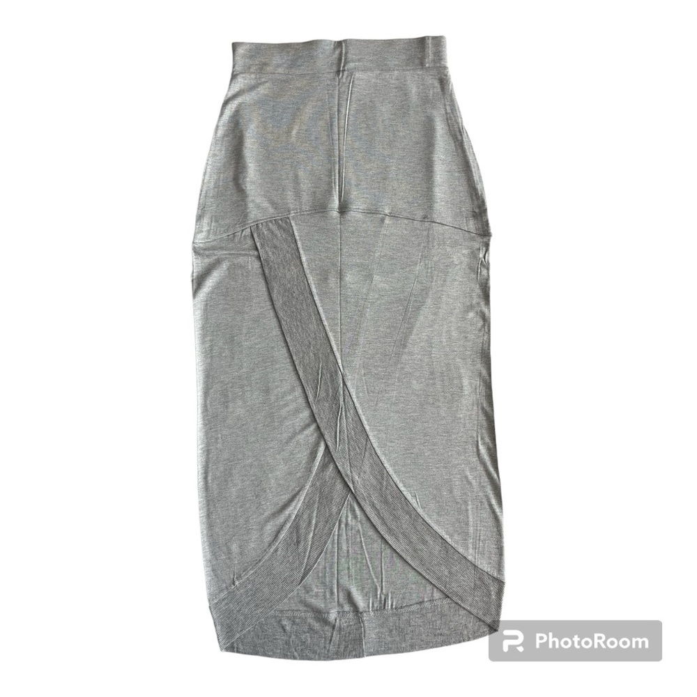 GREEN ENVELOPE NWOT Heather Grey Hi Low Midi Skirt with Wrap Detail Size M